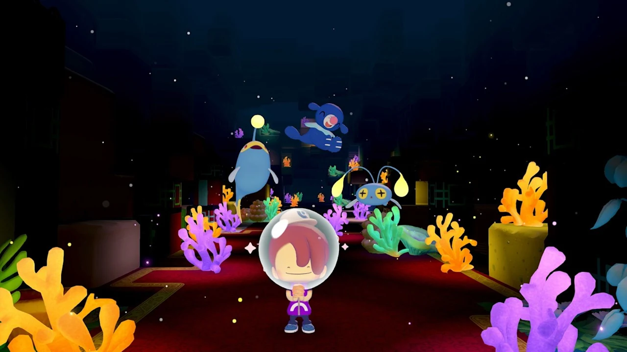 מסדרון אלמוגים חשוך עם Popplio ו-Chinchou